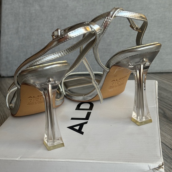 Aldo Silver Ankle Strap Heels - Picture 5 of 7